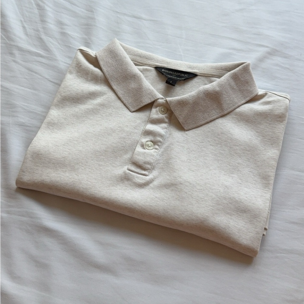 Banana Republic Cream Polo Shirt - Luxe Touch Performance - L